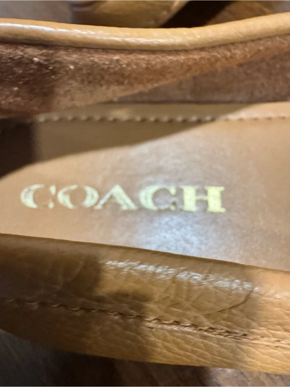 COACH Fredrica Loafers Flats Shoes Tan Light Brown Pebbled Leather Size 8.5B